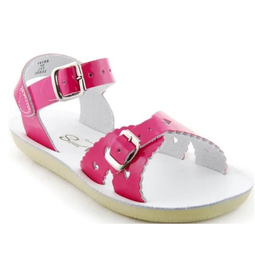 Salt Water Sandals Sweetheart Fuchsia Pink Patent Leather Little Girls NEW 11‎